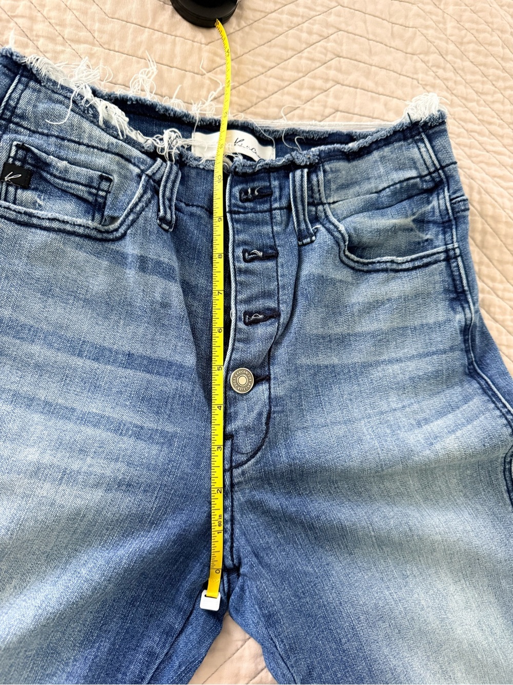 KanCan High Rise Exposed Button Fly Jeans Raw Frayed Waist & Hem - Size 9 /28